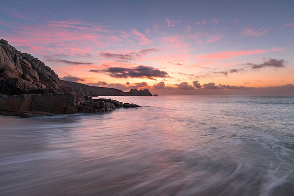 Porthcurno sunrise long exposure