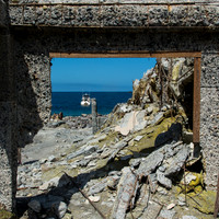 Boat through factory window